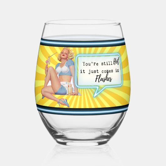 Funny Wineglass Best Friend Gift "Hot Flash" Weinglas Ohne Stiel (Vorderseite)