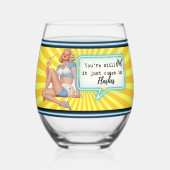 Funny Wineglass Best Friend Gift "Hot Flash" Weinglas Ohne Stiel (Rückseite)