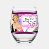 Funny Wineglass Best Friend Gift "Young Girl" Weinglas Ohne Stiel (Rückseite)