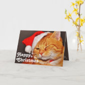 Funny Wink Cat Santa&Happy Weihnachten Einzigartig Karte (Gelbe Blume)