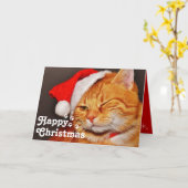 Funny Wink Cat Santa&Happy Weihnachten Einzigartig Karte (Gelbe Blume)