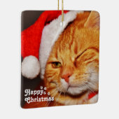 Funny Wink Cat Santa&Happy Weihnachten Einzigartig Keramikornament (Rechts)