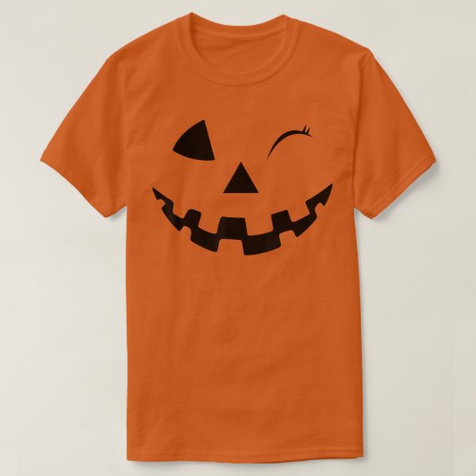 Funny Wink Face Pumpkin Kürbislaterne Kostume Hal T-Shirt (Design vorne)