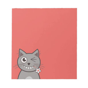 Funny Winking Cartoon Kitty Cat Notizblock