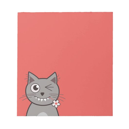 Funny Winking Cartoon Kitty Cat Notizblock (Vorderseite)