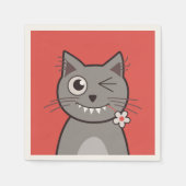 Funny Winking Cartoon Kitty Cat Serviette (Vorderseite)