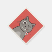 Funny Winking Cartoon Kitty Cat Serviette (Ecke)