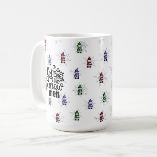 Funny Winter Gnome Snowme Kaffeetasse (Vorderseite Links)