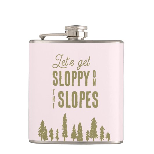 Funny Winter Ski Junggeselinnen-Abschied Flachmann (Vorderseite)