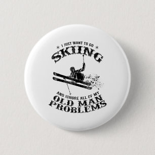 Funny Winter Ski Snow Ski Skifahrer Neuartiges Ges Button