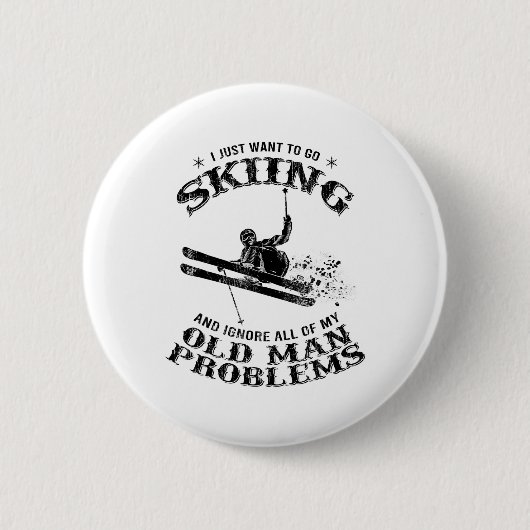 Funny Winter Ski Snow Ski Skifahrer Neuartiges Ges Button (Vorderseite)