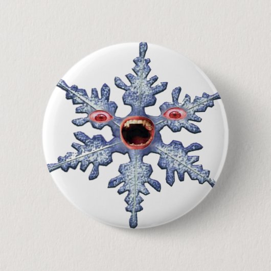 Funny Winter Snowflake Zombie Button (Vorderseite)