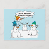 Funny Winter Snowmen Cartoon Joke Feiertagspostkarte (Vorderseite)