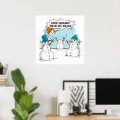 Funny Winter Snowmen Cartoon Poster (Heimbüro)