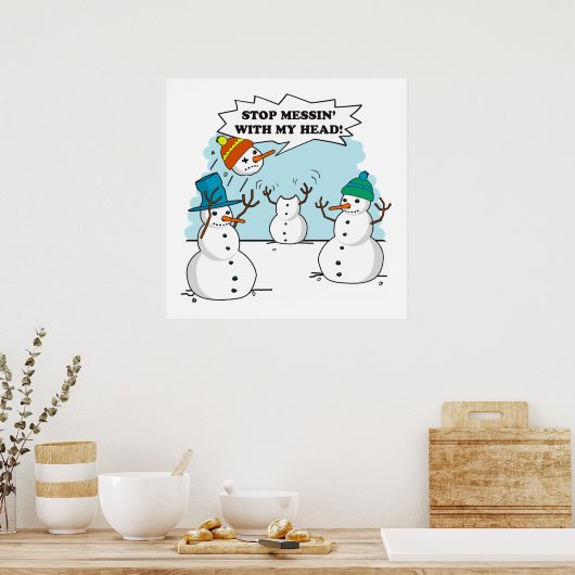 Funny Winter Snowmen Cartoon Poster (Küche)