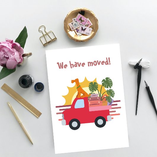 Funny Wir haben den Hund mit Taschen bewegt Ankündigung