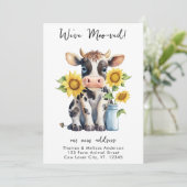 Funny, wir haben die neue Adresse Niedliche Kuh-Be Ankündigung (Stehend Vorderseite)