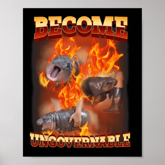 Funny wird unregierbar Moo Deng im Feuer Ba Poster (Vorne)