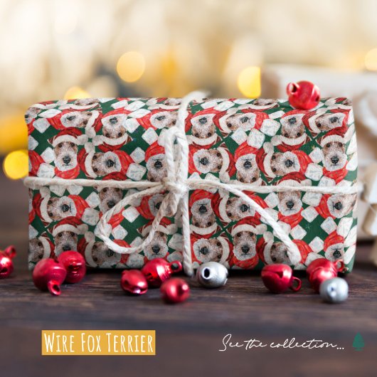 Funny Wire Fox Terrier Weihnachtsmuster Geschenkpapier