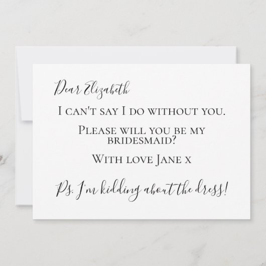 Funny wirst du mein Vorschlag für eine Bridesmaid Einladung (Rückseite)