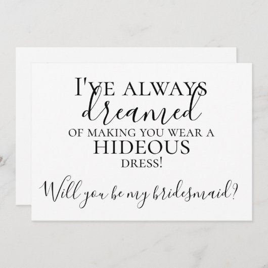 Funny wirst du mein Vorschlag für eine Bridesmaid Einladung (Vorne/Hinten)