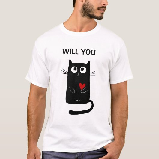 Funny wirst du mich heiraten Vorschlag Cat T-Shirt (Vorderseite)