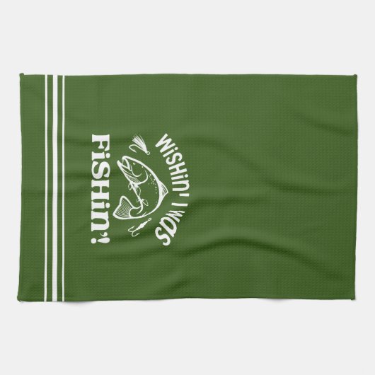 Funny Wishin I war Fishin Geschirrtuch (Horizontal)