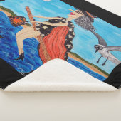 Funny Witch Flying Beside Seagulls Going to Beach Sherpadecke (3/4)