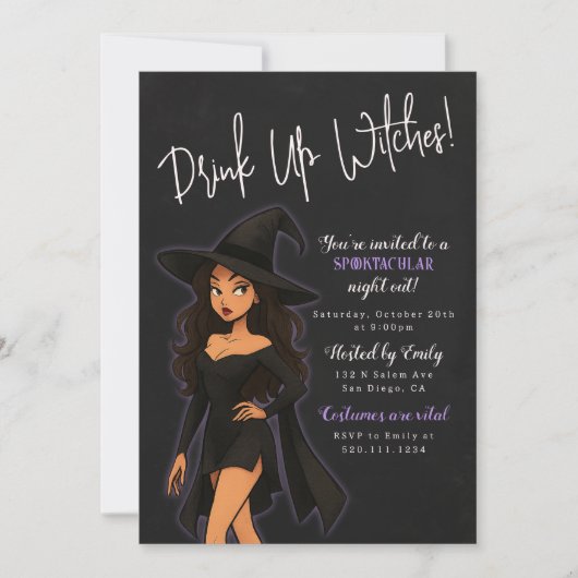 Funny Witch Halloween-Party Einladung (Vorderseite)