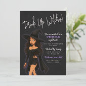 Funny Witch Halloween-Party Einladung (Stehend Vorderseite)