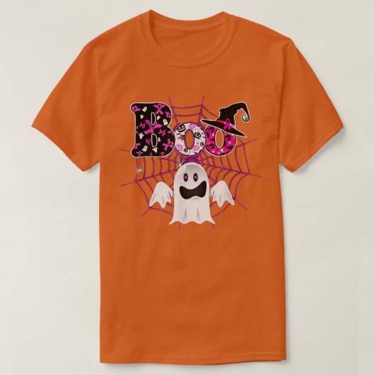 Funny Witch Hat Boo Ghost Tshirt Breast Cancal Hal (Design vorne)