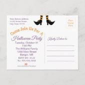 Funny Witch Legs Halloween-Party Save the Date Einladungspostkarte (Rückseite)
