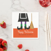 Funny Witch Legs Happy Halloween Personalisiert Serviette (Beispiel)