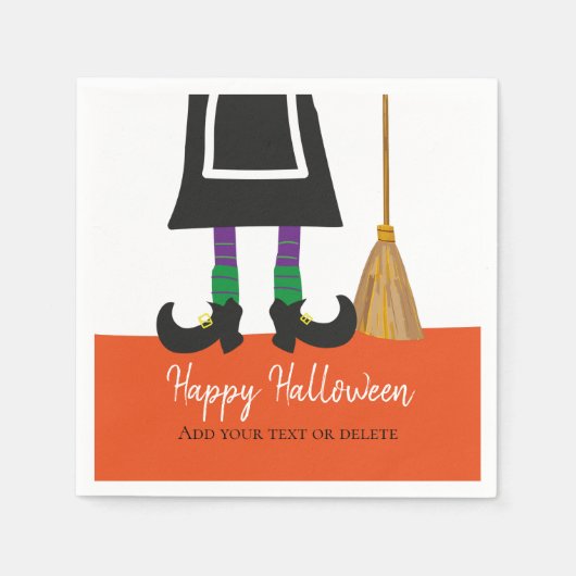 Funny Witch Legs Happy Halloween Personalisiert Serviette (Vorderseite)
