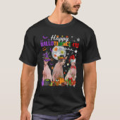 Funny Witch Pilgrim Santa Sphynx Cats Happy HalloT T-Shirt (Vorderseite)