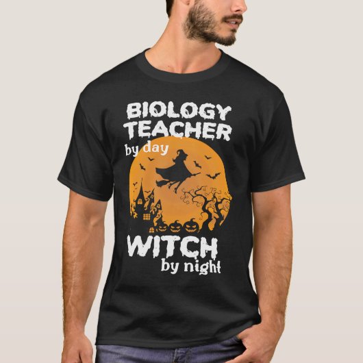 Funny Witch Pumpkin Biology Teacher Halloween Cost T-Shirt (Vorderseite)