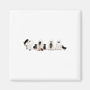 Funny Witch Rottweiler Hundegeister in Boo Sheet H Magnet
