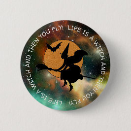 Funny Witch Spaß Happy Halloween Button