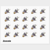 Funny Witch Tangled On Broom Art Sticker (Blatt)