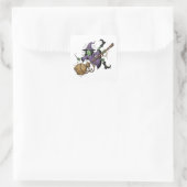 Funny Witch Tangled On Broom Art Sticker (Tasche)
