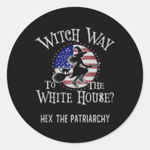 Funny Witch way to White House Kamala Harris Hex P Runder Aufkleber