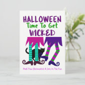 Funny Witches Halloween Editable Niedlich Fun Part Einladung (Stehend Vorderseite)