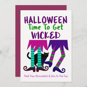 Funny Witches Halloween Editable Niedlich Fun Part Einladung