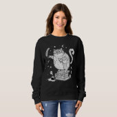 Funny Witchy Cat on Books  Sweatshirt (Vorne ganz)