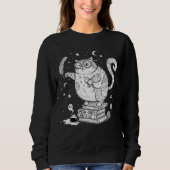 Funny Witchy Cat on Books Sweatshirt (Vorderseite)