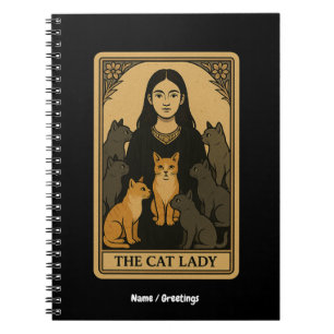 Funny Witchy Gothic Cat Lady Tarot Card Magisch Notizblock