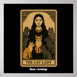 Funny Witchy Gothic Cat Lady Tarot Card Magisch Poster