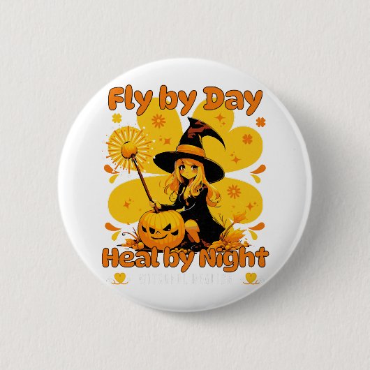 Funny Witchy Nurse Halloween Design Button (Vorderseite)