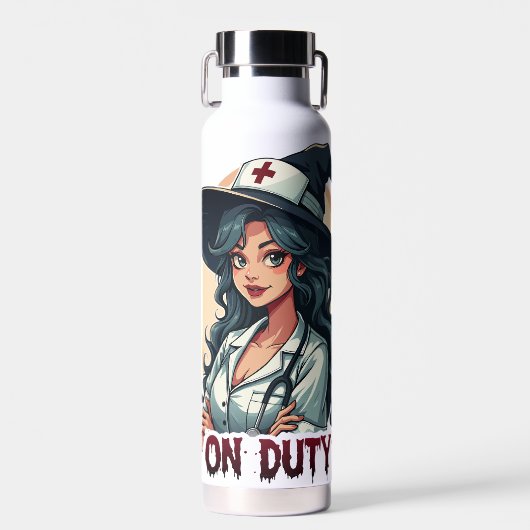 Funny Witchy Nurse zum Zoll Trinkflasche (Vorne)