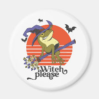 Funny Witz Frog Riding Broomstick Halloween
